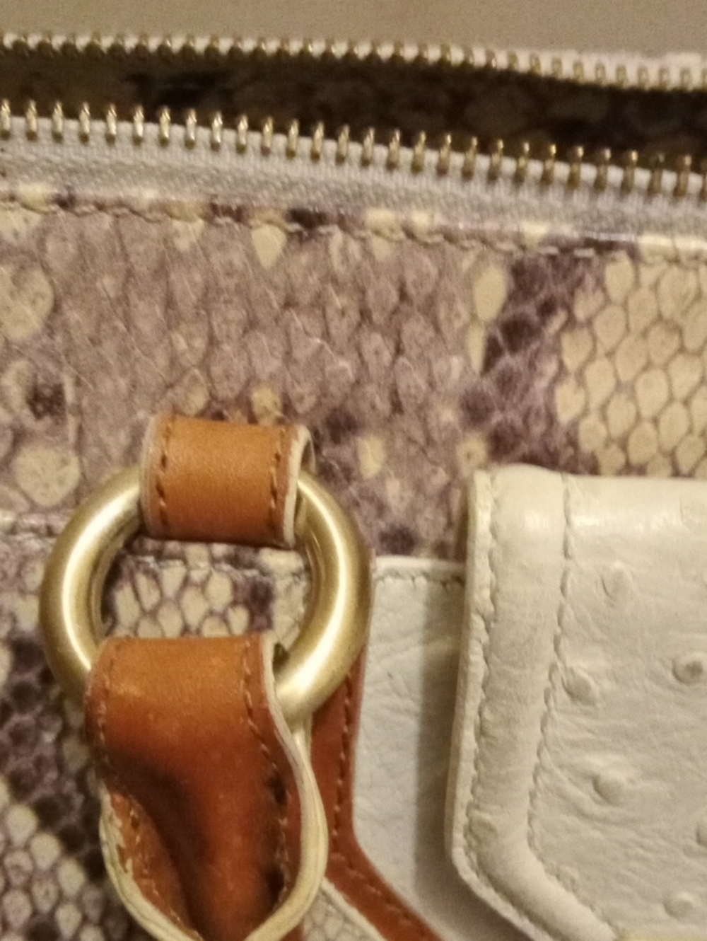 Brahmin Vintage Leather Satchel.Brown And Cream Snakeprint - Picture 9 of 15